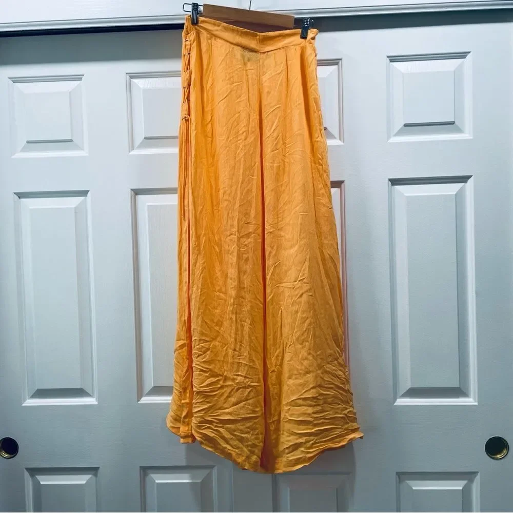 NWT ASOS Flourescent Orange Swim Cover Wide Leg  Pants Size 8